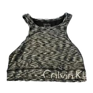 Calvin Klein Gray Black Space Dye Performance Dry Sports Bra Size Medium